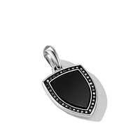 Shield Amulet in Sterling Silver with Black Onyx and Black Diamonds, 27mm