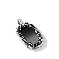 Elongated Amulet in Sterling Silver with Black Onyx and Black Diamonds, 31mm