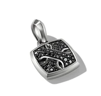 Armory Amulet in Sterling Silver with Black Diamonds, 28.3mm