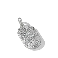 Torqued Faceted Amulet in Sterling Silver with Diamonds, 37mm