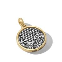 Water and Fire Duality Amulet in Sterling Silver with 18K Yellow Gold, 30mm