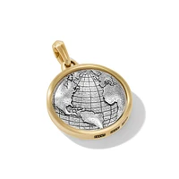 Earth and Moon Duality Amulet in Sterling Silver with 18K Yellow Gold, 30mm