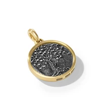 Life and Death Duality Amulet in Sterling Silver with 18K Yellow Gold, 30mm
