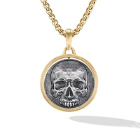Life and Death Duality Amulet in Sterling Silver with 18K Yellow Gold, 30mm