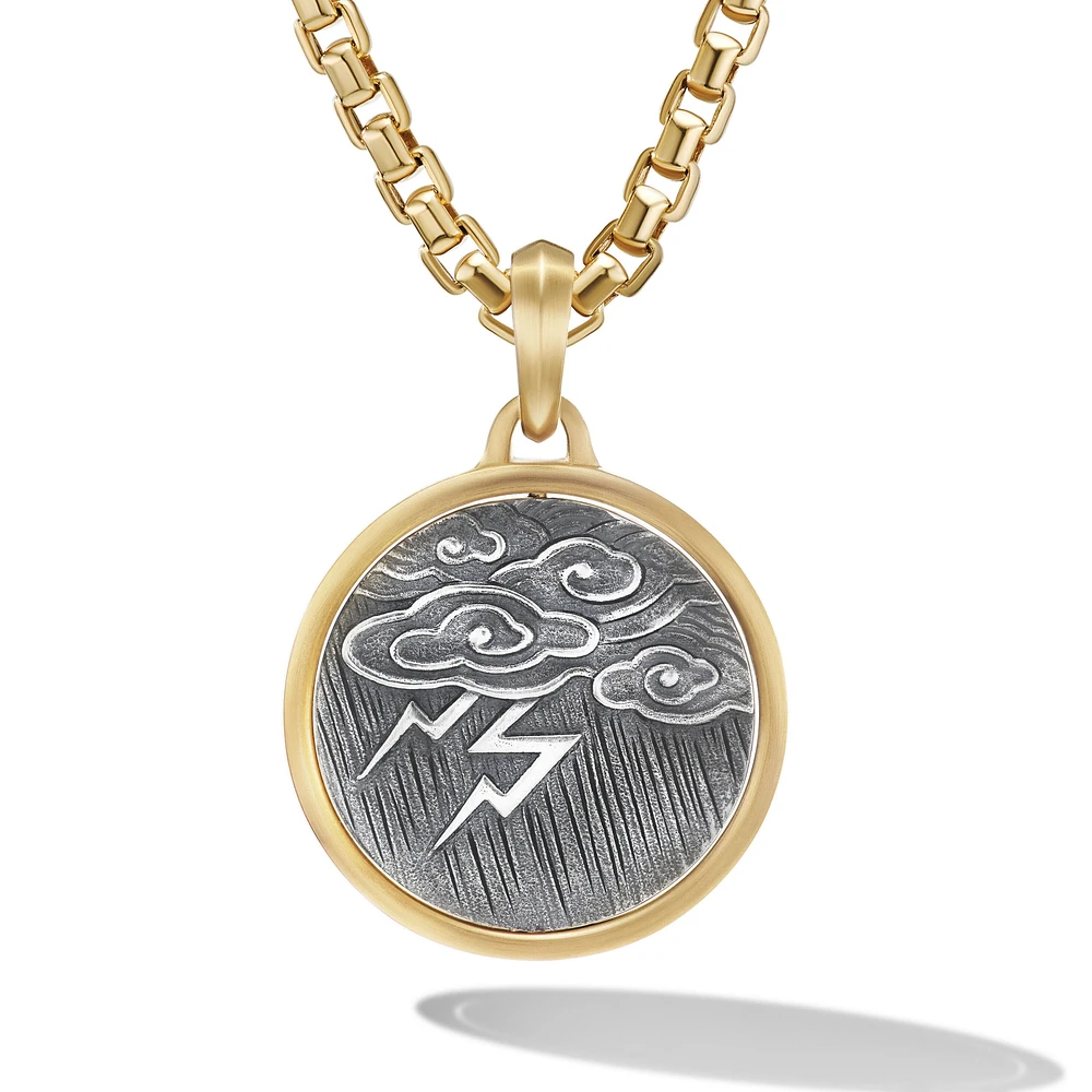 Storm Duality Amulet in Sterling Silver with 18K Yellow Gold, 30mm