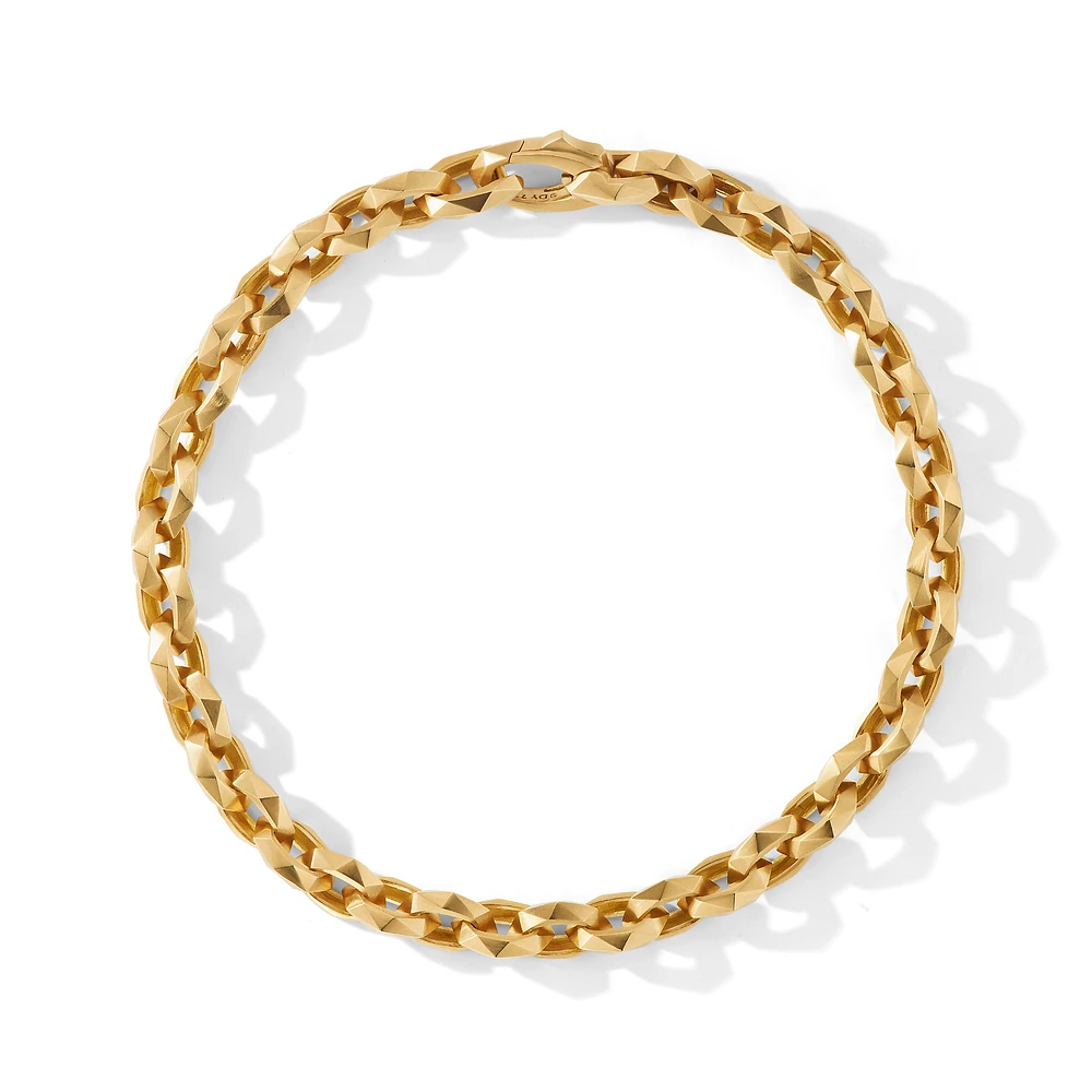 Torqued Faceted Chain Link Bracelet in 18K Yellow Gold, 7mm