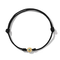 Evil Eye Cord Bracelet in Nylon with 18K Yellow Gold and Sapphire