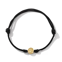 St. Christopher Cord Bracelet in Black Nylon with 18K Yellow Gold