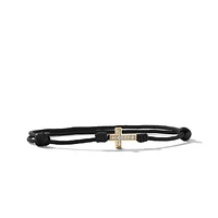 Cross Cord Bracelet in Black Nylon with 18K Yellow Gold and Diamonds