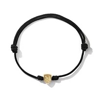 St. Michael Cord Bracelet in Black Nylon with 18K Yellow Gold