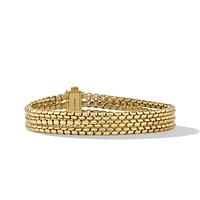 Three Row Box Chain Bracelet in 18K Yellow Gold