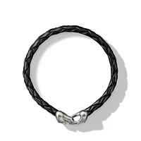 Armory Bracelet in Black Leather with Sterling Silver, 6.6mm