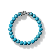 Spiritual Beads Bracelet in Sterling Silver with Turquoise, 8mm