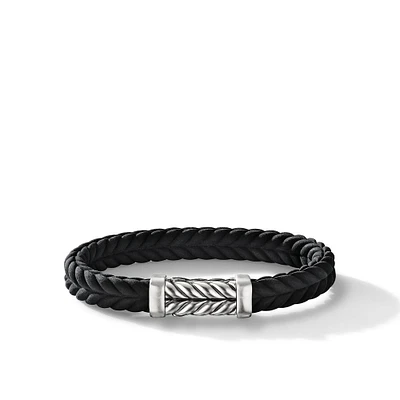 Chevron Bracelet in Rubber with Sterling Silver