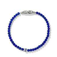 Spiritual Beads Evil Eye Bracelet in Sterling Silver with Lapis and Sapphire, 4mm