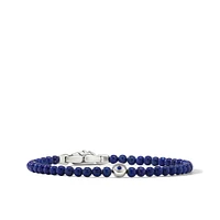 Spiritual Beads Evil Eye Bracelet in Sterling Silver with Lapis and Sapphire, 4mm