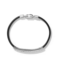 Pyramid ID Bracelet in Black Leather with Sterling Silver