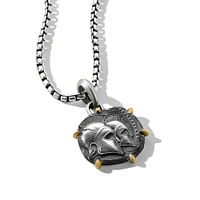 Gemini Amulet in Sterling Silver with 18K Yellow Gold