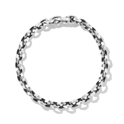 Torqued Faceted Chain Link Bracelet in Sterling Silver, 7mm