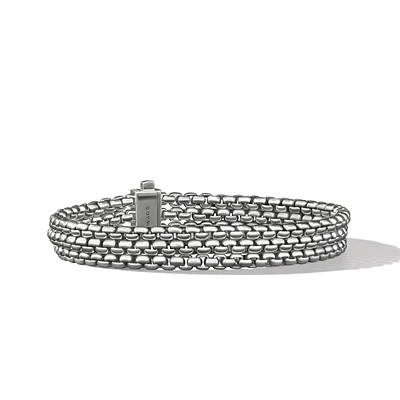 Three Row Box Chain Bracelet in Sterling Silver