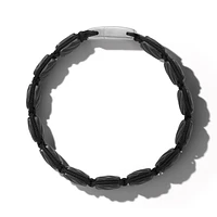Sculpted Cable Woven Tile Bracelet in Black Titanium with Sterling Silver and Black Nylon