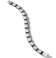 Sculpted Cable Woven Tile Bracelet with Sterling Silver and Black Nylon