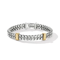 Double Box Chain Bracelet in Sterling Silver with 18K Yellow Gold, 10.5mm