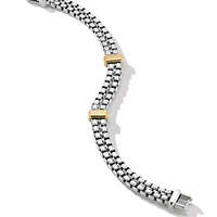 Double Box Chain Bracelet in Sterling Silver with 18K Yellow Gold, 10.5mm