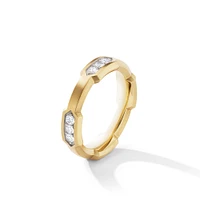 Hex Station Band Ring in 18K Yellow Gold with Diamonds, 6mm