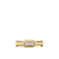 Hex Station Band Ring in 18K Yellow Gold with Diamonds, 6mm