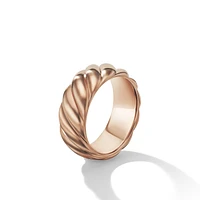 Sculpted Cable Contour Band Ring in 18K Rose Gold