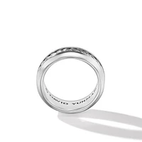 Cable Inset Band Ring in Sterling Silver