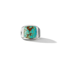Exotic Stone Signet Ring in Sterling Silver with Turquoise, 19mm