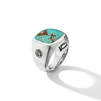 Exotic Stone Signet Ring in Sterling Silver with Turquoise, 19mm
