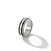 Deco Band Ring in Sterling Silver, 8.5mm