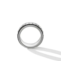 Pyramid Band Ring in Sterling Silver with Black Diamonds