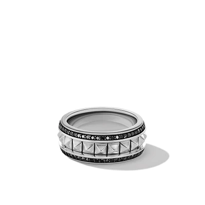 Pyramid Band Ring in Sterling Silver with Black Diamonds