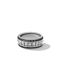 Pyramid Band Ring in Sterling Silver with Black Diamonds