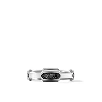 Hex Station Band Ring in Sterling Silver with Diamonds