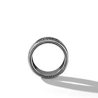DY Helios Band Ring in 18K White Gold with Forged Carbon