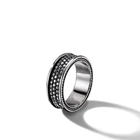 DY Helios Band Ring in 18K White Gold with Forged Carbon