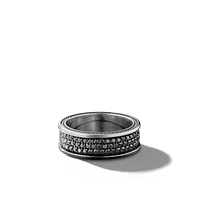 DY Helios Band Ring in 18K White Gold with Forged Carbon