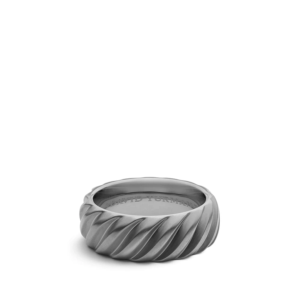 Streamline Signet Ring in Sterling Silver with Black Diamonds, 14mm