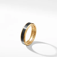 Beveled Band Ring in 18K Yellow Gold with Black Titanium