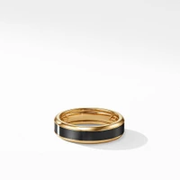 Beveled Band Ring in 18K Yellow Gold with Black Titanium