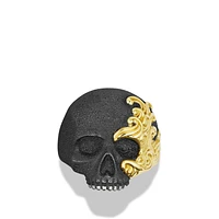 Waves Skull Ring in Sterling Silver with 18K Yellow Gold, 24mm