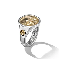 Life and Death Duality Signet Ring in Sterling Silver with 18K Yellow Gold