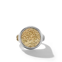 Life and Death Duality Signet Ring in Sterling Silver with 18K Yellow Gold