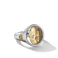 Life and Death Duality Signet Ring in Sterling Silver with 18K Yellow Gold