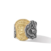 Shipwreck Coin Signet Ring in Sterling Silver with 18K Yellow Gold